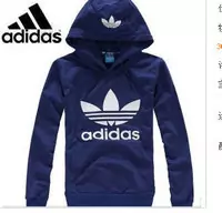 adidas mode coton jacket hoodie hommes et femmes bleu blanc